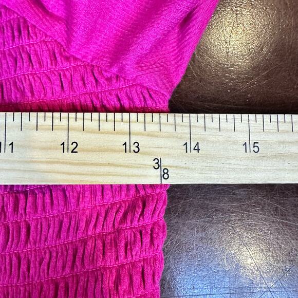 Free People Brencye Pink Jungle Flower Smocked Square Neck Crop Top Size Small - Picture 7 of 13